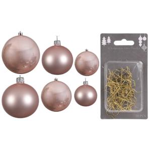 Groot pakket glazen kerstballen 50x lichtroze glans/mat 4-6-8 cm incl haakjes - Kerstbal