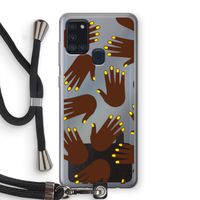 Hands dark: Samsung Galaxy A21s Transparant Hoesje met koord