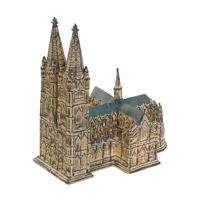 Wurm Lichthaus Kirche Kölner Dom van porselein (met elektrische kabel), bruin (B/H/D) 26x29x18cm.
