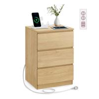 Bijzettafel 3 lades modern ebbenhout, Strogeel / 1