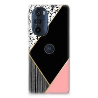 Motorola Edge 30 Pro TPU Hoesje Zwart Roze Vormen