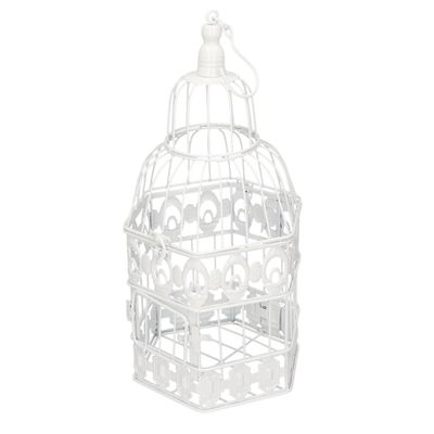 Home decoratie vogelkooi wit 18 x 39 cm