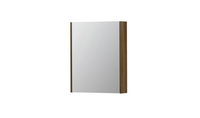 INK SPK2 spiegelkast met 1 dubbelzijdige spiegeldeur, 2 verstelbare glazen planchetten, stopcontact en schakelaar 60 x 14 x 73 cm, massief eiken ash