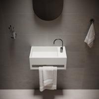 Wastafel Ideavit Solidcube-TB 50x30x20 cm Inclusief Handdoekhouder Solid Surface Mat Wit