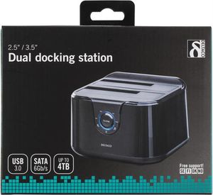 Deltaco MAP-GD35U3 basisstation voor opslagstations USB 3.2 Gen 1 (3.1 Gen 1) Type-A Zwart