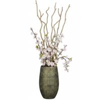 Mica Bloemenvaas Madeira - hoog model - groen - terracotta - 50 x 30 cm - schubbenpatroon