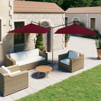 Parasol dubbel met stalen paal 600x300 cm bordeauxrood - thumbnail