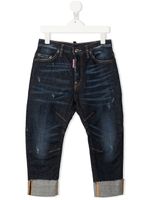 DSQUARED2 KIDS jean délavé à ourlet retroussé - Bleu