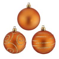 Krist+ Kerstballen - 30x - oranje - kunststof - 6 cm - thumbnail