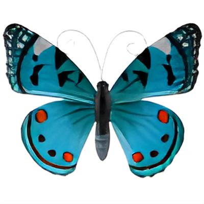 Pro Garden Wanddecoratie vlinder - aqua - 34 x 28 cm - metaal - muurdecoratie / schutting / tuin