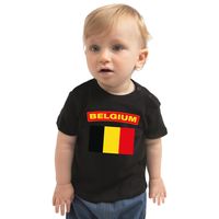 Belgium t-shirt met vlag Belgie zwart voor babys - thumbnail