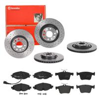 Remmenset, remschijf BREMBO, Remschijftype: Geperforeerd / Geventileerd, Inbouwplaats: Achteras: , u.a. für Audi, VW, Skoda