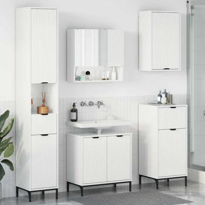 Badkamermeubelset Hoogglans wit Engineered hout, Metaal