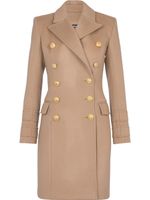 Balmain manteau croisé en laine - Marron - thumbnail