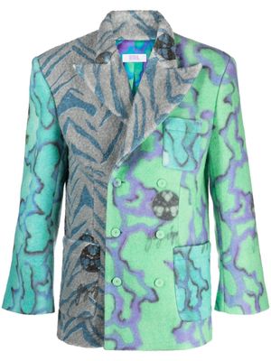 ERL blazer imprimé à boutonnière croisée - Vert