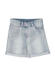 Chiara Ferragni Kids short en jean à logo brodé - Bleu