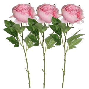 3x stuks roze pioenroos/rozen kunstbloemen 76 cm