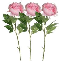 3x stuks roze pioenroos/rozen kunstbloemen 76 cm