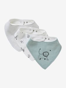Set met 3 slabbetjes van katoengaas wit
