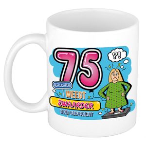 Cadeau mok - 75 weegt zwaarder dan verwacht - keramiek - 300 ml