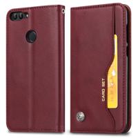 Knead huidtextuur horizontale Flip lederen case voor Huawei P Smart/Enjoy 7S met foto frame & houder & kaartsleuven & portemonnee (wijn rood)