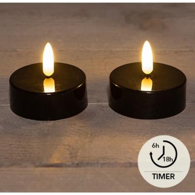LED Theelichten jumbo zwart set a 2 Ø6cm