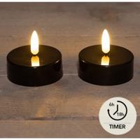 LED Theelichten jumbo zwart set a 2 Ø6cm