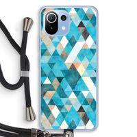 Gekleurde driehoekjes blauw: Xiaomi Mi 11 Lite Transparant Hoesje met koord