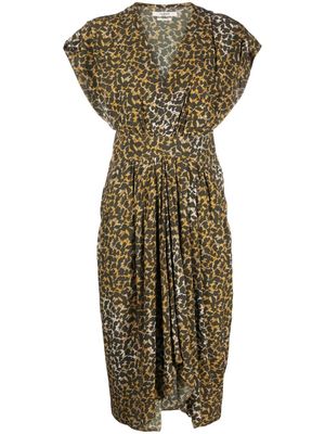 MARANT ÉTOILE robe Almeya mi-longue à imprimé abstrait - Jaune
