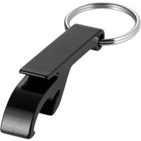 Flessen openers sleutelhanger - zwart - 5.5 cm - met sleutelsring