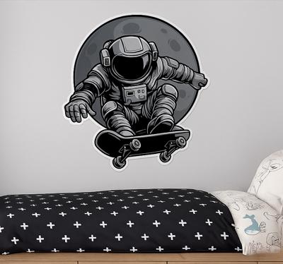 Astronaut schaatser muursticker kinderkamer