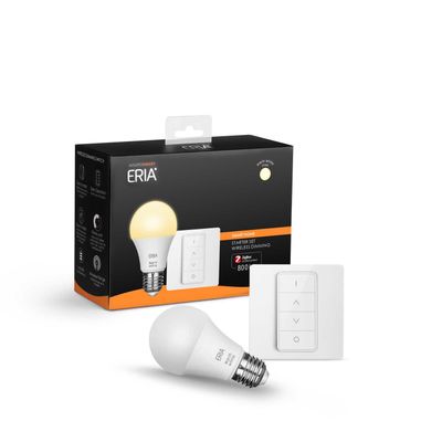 ERIA® Startpakket E27 Lamp - Dimbaar Wit Licht - Inclusief Dimmer - Zigbee, ook zonder hub te gebruiken ERIA® Startpakket E27 Lamp - Dimbaar Wit Licht - Inclusief Dimmer - Zigbee, ook zonder hub te gebruiken