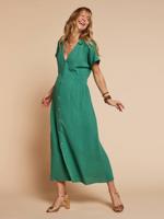 Lange jurk met kraag voor zwangerschap en borstvoeding smaragdgroen