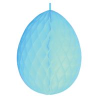 Hangdecoratie honeycomb paasei pastel blauw van papier 30 cm