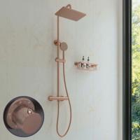 Regendouche set SaniClear Vision Curved | Opbouw | 20x30 cm | Mengkraan | Incl.Handdoucheset | Koper Geborsteld