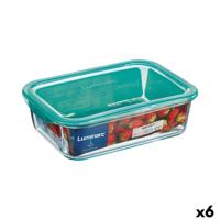 Rechthoekige lunchbox met deksel Luminarc Keep'n Lagon 16 x 11,3 x 6 cm Turkoois 820 ml Glas (6 Stuks)