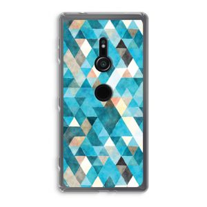 Gekleurde driehoekjes blauw: Sony Xperia XZ2 Transparant Hoesje