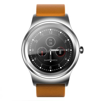 SMA-ronde 1.28 inch Color Touch scherm Bluetooth Leather Strap Smart Watch, waterdicht, de controle van de stem van de steun / hartslag monitor / slap