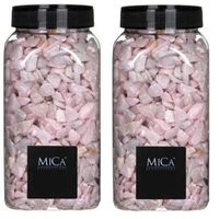 2x Mica decoratie steentjes/kiezeltjes roze 650 ml   -