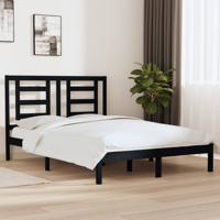 Bedframe massief grenenhout zwart 140x190 cm