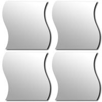 Plak spiegel tegels - 4x stuks - glas - zelfklevend - 19 x 18 cm - curves Plak spiegel tegels - 4x stuks - glas - zelfklevend - 19 x 18 cm - curves