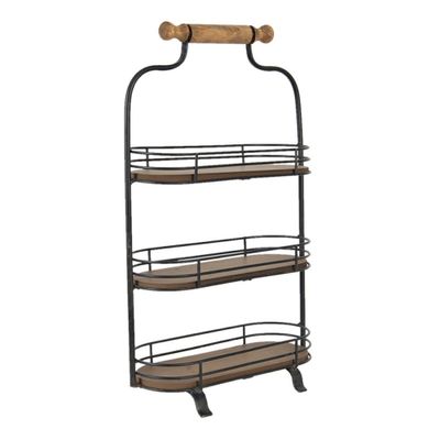 Etagere 3 laags zwart bruin ijzer hout