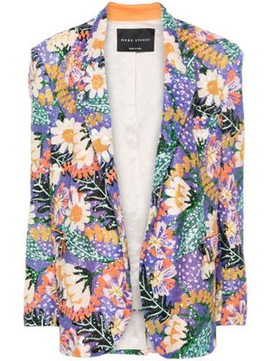 Hebe Studio blazer brodé à simple boutonnage - Violet