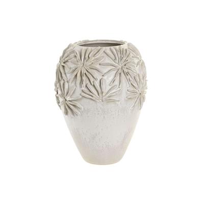 Vaas Home ESPRIT Wit Keramisch Traditionele stijl Blad van een plant 27 x 27 x 35 cm