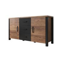 Meubella Dressoir Olivia - Zwart - Eiken - 147 cm