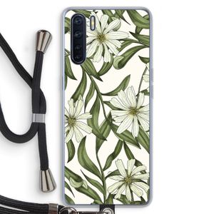 Wit bloemenpatroon: Oppo A91 Transparant Hoesje met koord