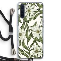 Wit bloemenpatroon: Oppo A91 Transparant Hoesje met koord Wit bloemenpatroon: Oppo A91 Transparant Hoesje met koord