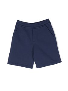 Moncler Enfant short en coton à patch logo - Bleu