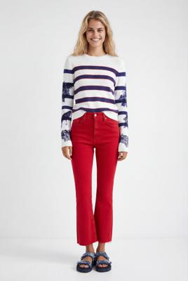 Uitlopende enkellange broek - RED - 38