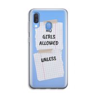 No Girls Allowed Unless: Samsung Galaxy A40 Transparant Hoesje